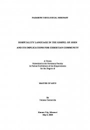 Hospitality Language in the Gospel of John and its Implications for Christian Community