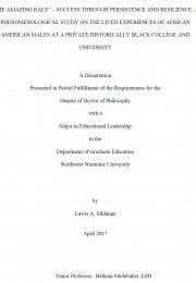 “The amazing race” – success through persistence and resilience: a phenomenological study on the lived experiences of African American males at a private historically black college and university