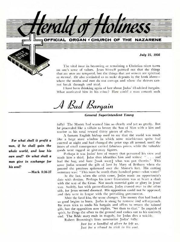 Title Page of Herald of Holiness - July 18, 1956