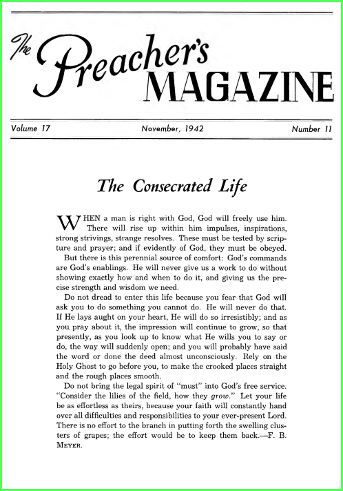 The cover of "The Preacher's Magazine"