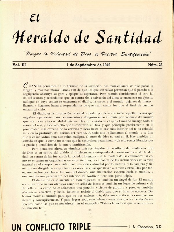 Portada: Un conflicto triple, J. B. Chapman