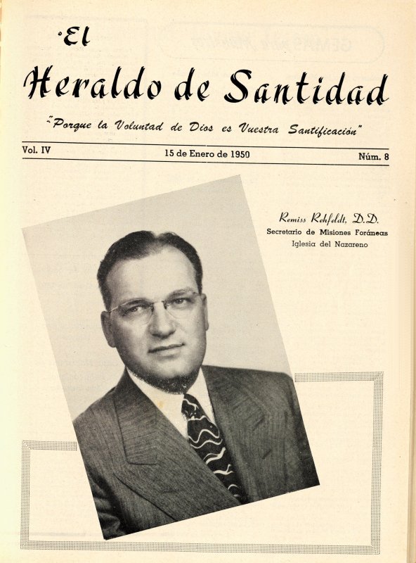 Portada: Remiss Rehfeldt, Secretario de misiones foráneas Iglesia del Nazareno