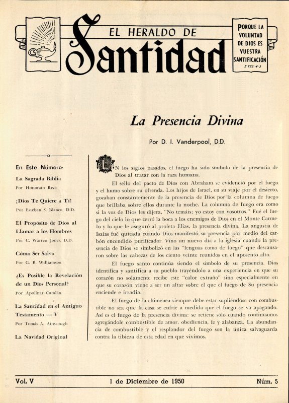 Portada: La presencia Divina, D. I. Vanderpool