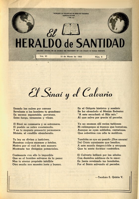 Portada: El Sinaí y el calvario, Teodoro E. Quirós V.