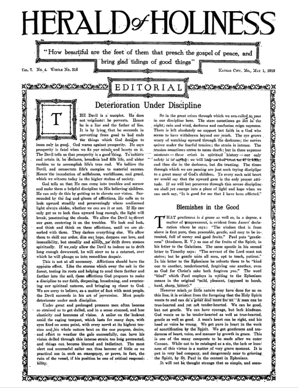 Title Page of Herald of Holiness - May 1, 1918