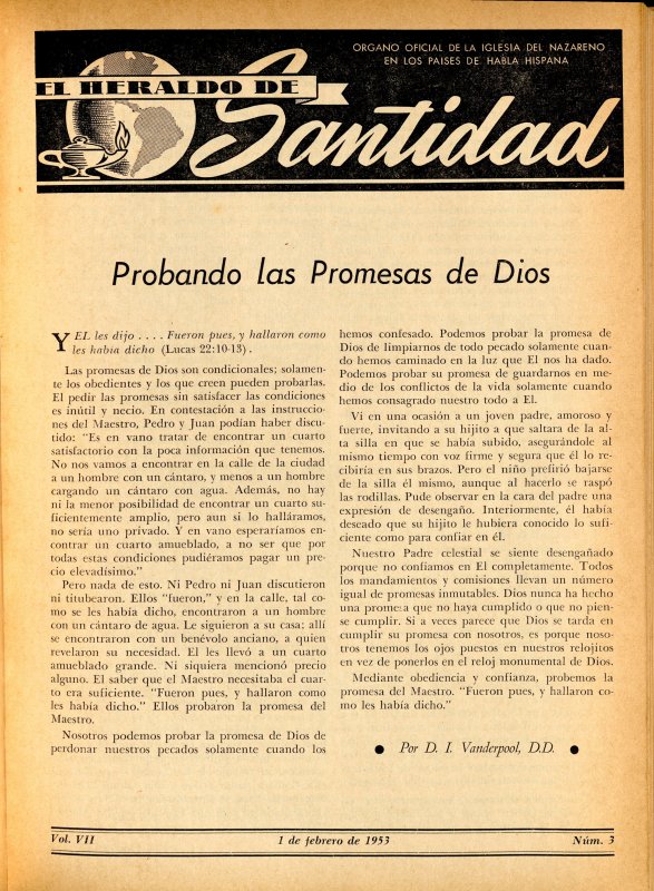 Portada: Probando las promesas de Dios, D. I. Vanderpool