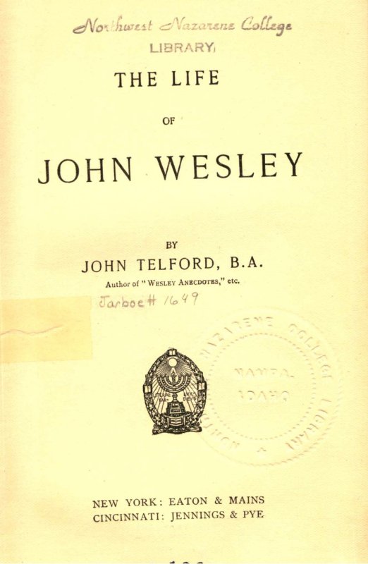 Title Page of Book - The Life of John Wesley