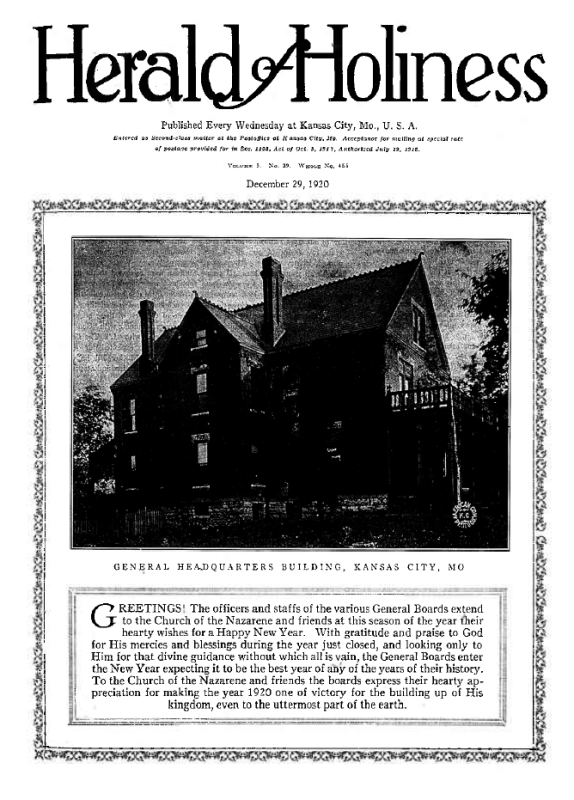 Title Page of Herald of Holiness - December 29, 1920