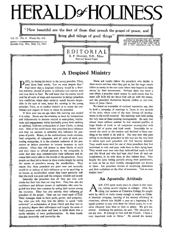 Herald of Holiness - May 11, 1921 (19205)
