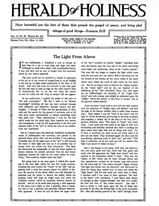 Front page of Herald of Holiness - March 12, 1924