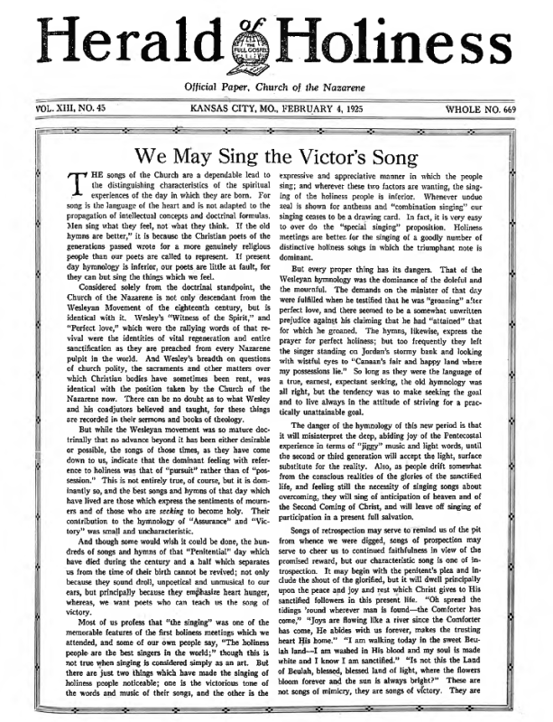 Front page of Herald of Holiness - February 4, 1925