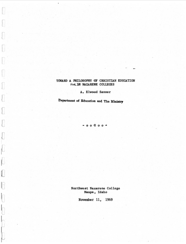 First page of Toward a Philosophy of Christian Education for Nazarene Colleges