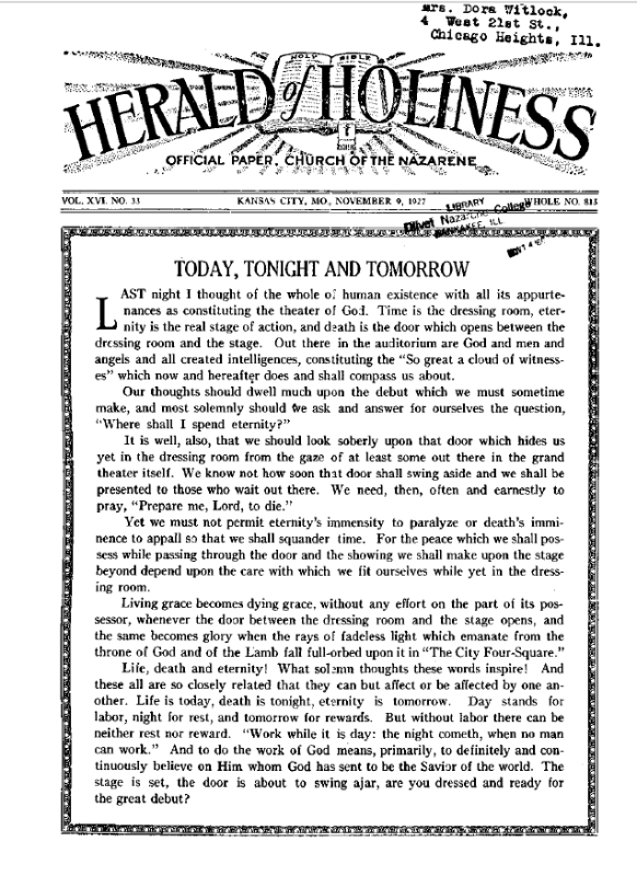 Front page of Herald of Holiness - June 10, 1925