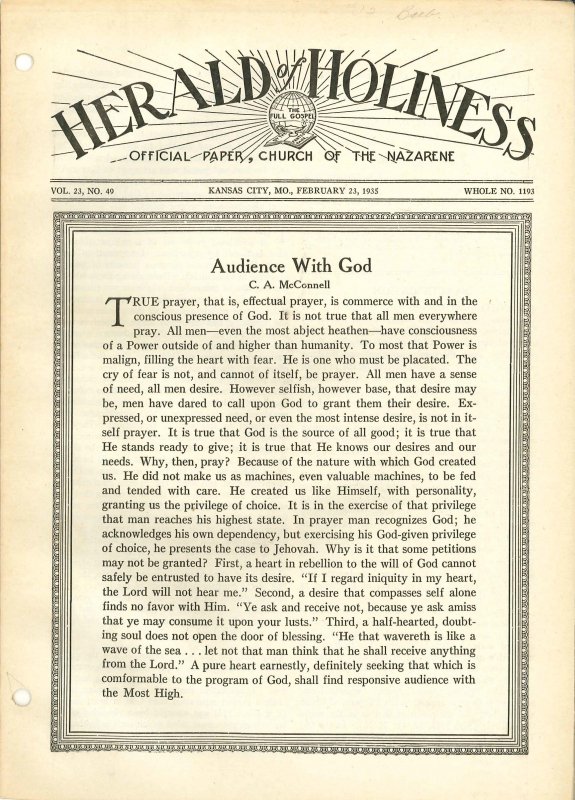 HERALD OF HOLINESS - February 23, 1935