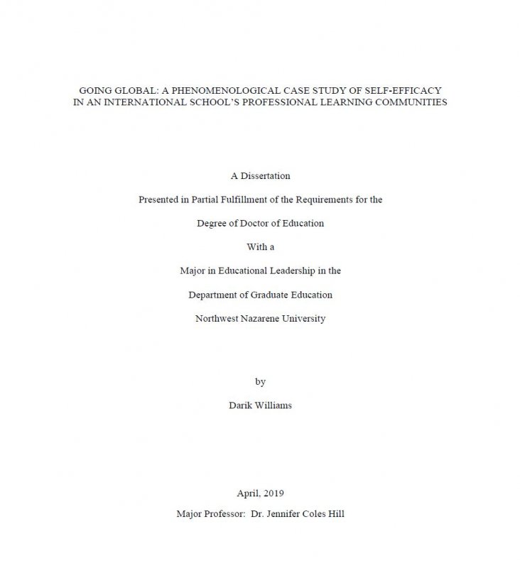 Going global: a phenomenological case study of self-efficacy in an international school's professional learning communities