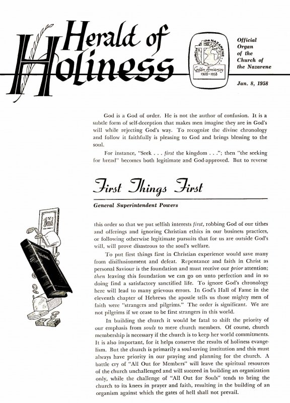 Herald of Holiness - January 8, 1958