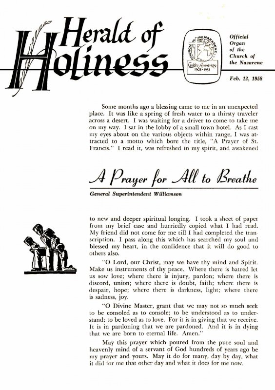 Herald of Holiness - February 12, 1958