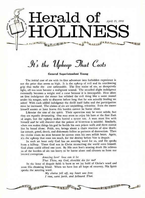 Herald of Holiness - April 15, 1959