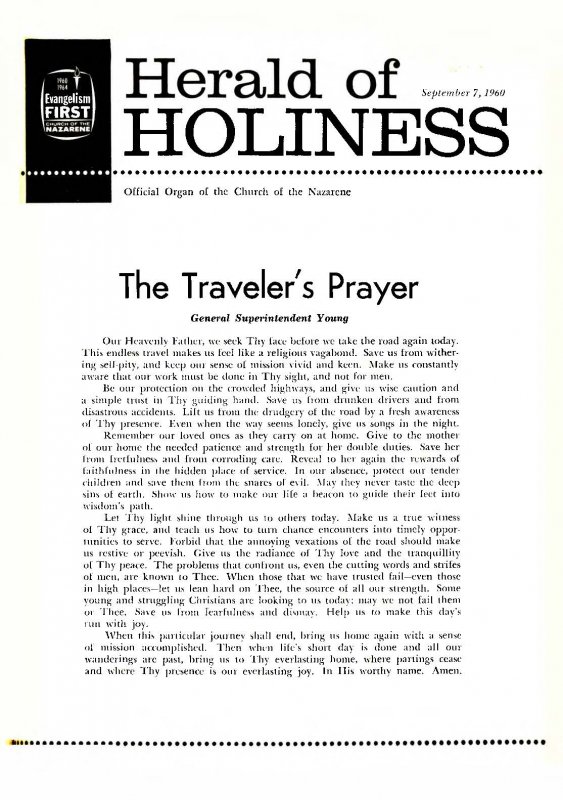 Herald of Holiness - September 7, 1960