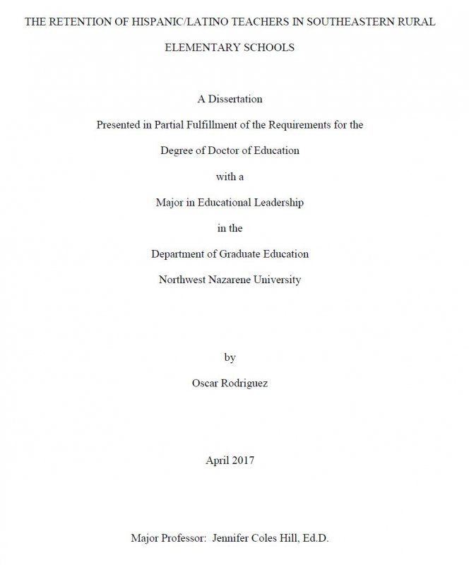The retention of Hispanic / Latino teachers in southeastern rural elementary schools