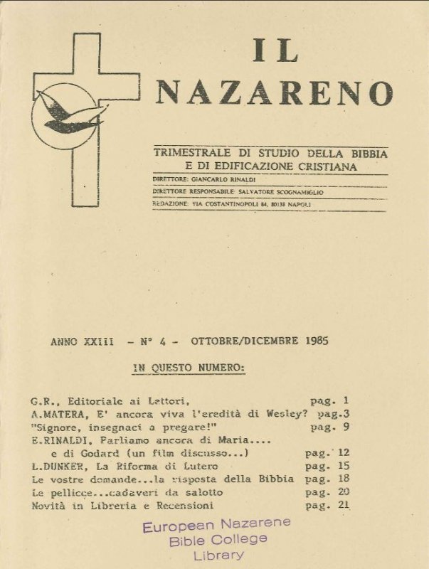 IL NAZARENO - Ottobre-Dicembre 1985